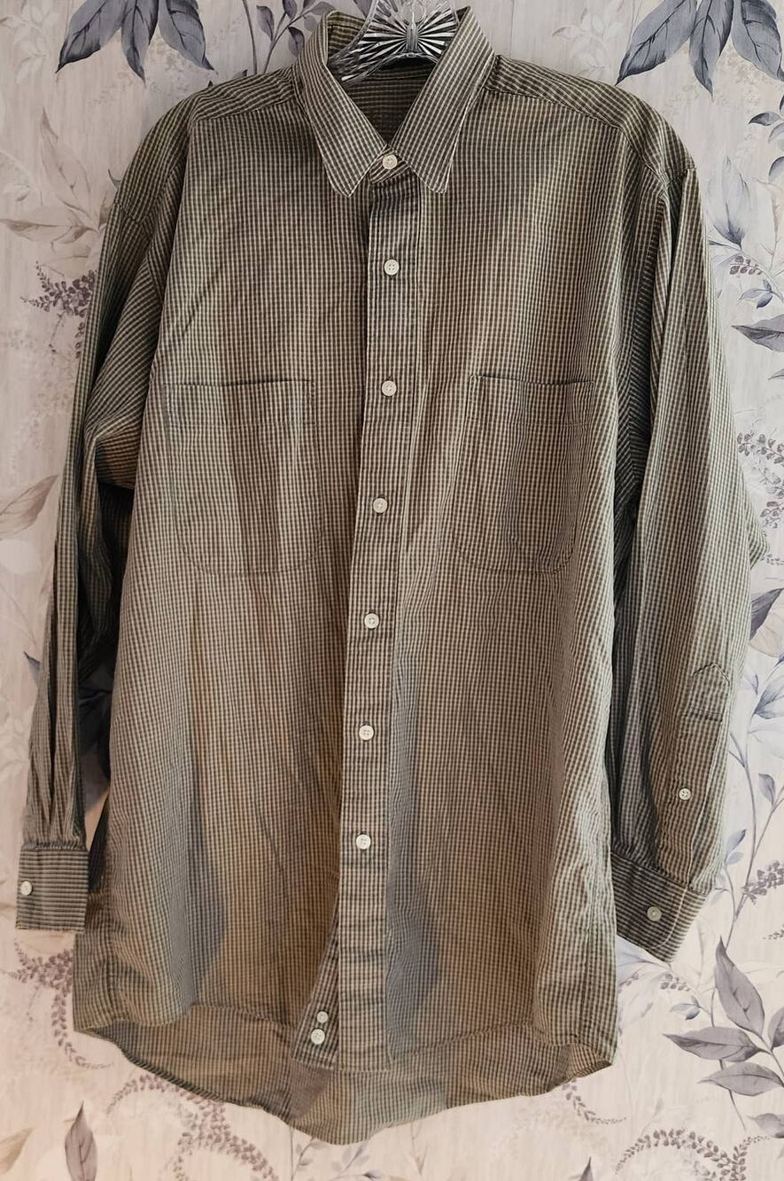Enro casual men's Brown White button Up striped Shirt 16 32/33